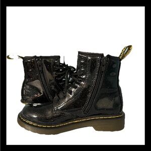 Dr. Martens 1460 Youth Glitter Shimmer Black Combat Boots Size 1 Lace Up